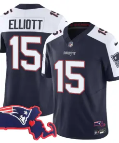 New England Patriots Nike Massachusetts Patch Vapor Stitched Jersey - Navy - Image 4
