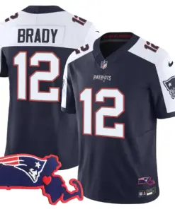 New England Patriots Nike Massachusetts Patch Vapor Stitched Jersey - Navy - Image 5