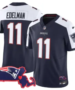 New England Patriots Nike Massachusetts Patch Vapor Stitched Jersey - Navy - Image 7