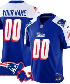 Alternative view of New England Patriots Nike Massachusetts Patch Vapor Custom Stitched Jersey - Navy