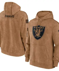 Alternative view of Las Vegas Raiders Nike Women's 2023 Salute to Service Pullover Hoodie - Brown