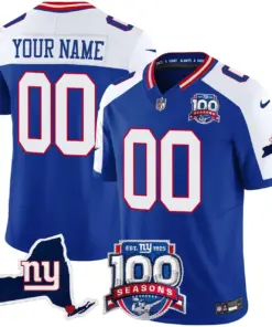 Alternative view of New York Giants Nike 100th Season State Patch Vapor Custom Limited Stitched Jersey - Anthracite