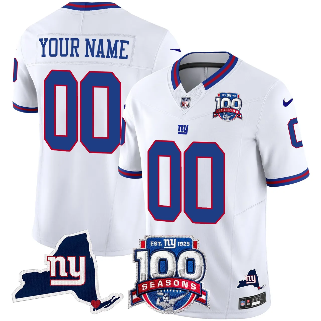 New York Giants Nike 100th Season State Patch Vapor Custom Limited Stitched Jersey - Anthracite - Image 4