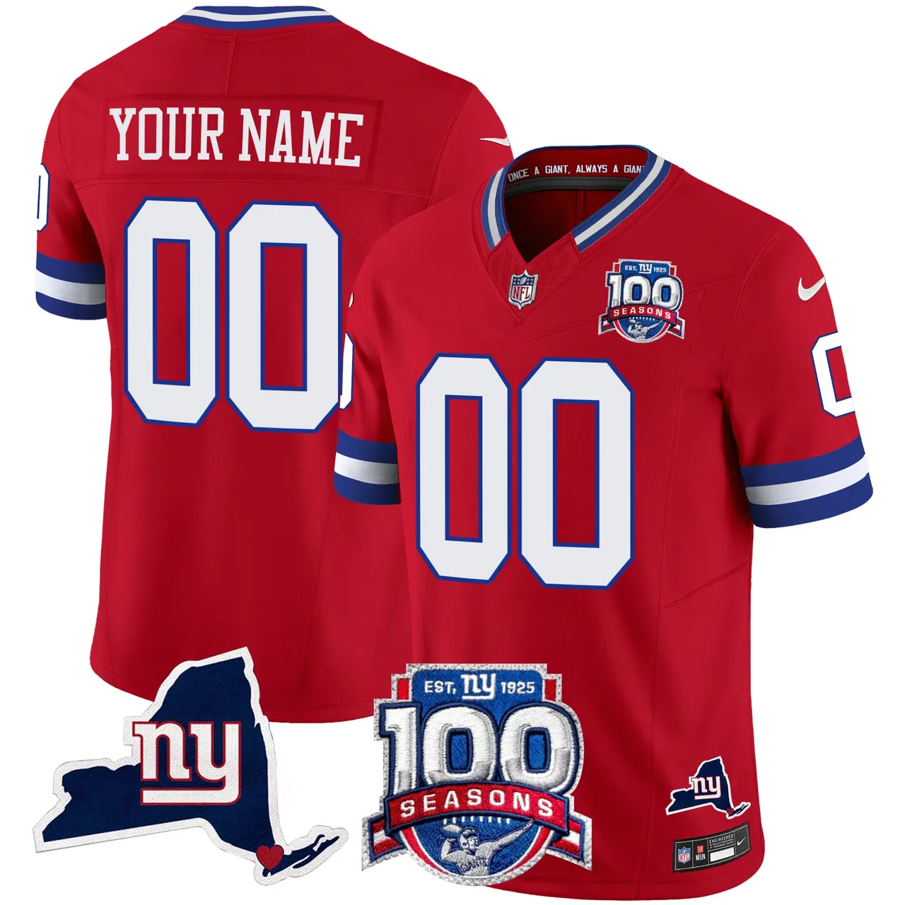New York Giants Nike 100th Season State Patch Vapor Custom Limited Stitched Jersey - Anthracite - Image 5