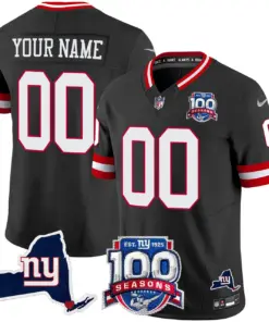 New York Giants Nike 100th Season State Patch Vapor Custom Limited Stitched Jersey - Anthracite - Image 6