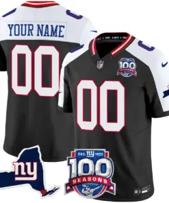 New York Giants Nike 100th Season State Patch Vapor Custom Limited Stitched Jersey - Anthracite