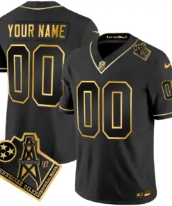 Tennessee Titans Nike 1997 Throwback Vapor Custom Stitched Jersey - Black - Image 3