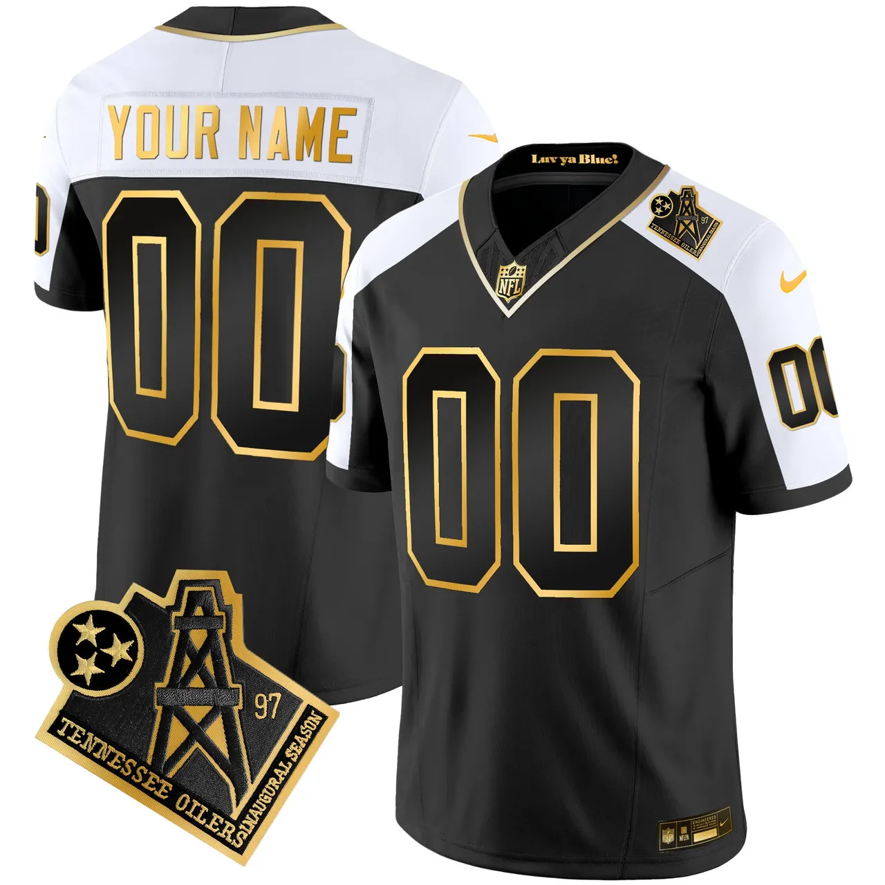 Tennessee Titans Nike 1997 Throwback Vapor Custom Stitched Jersey - Black