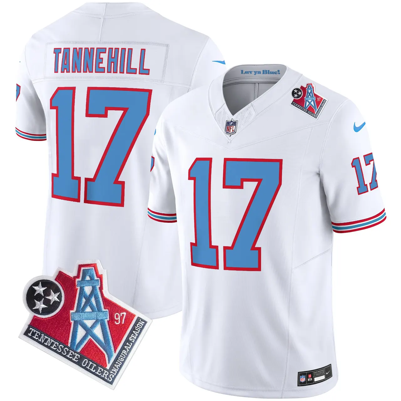 Tennessee Titans Nike 1997 Throwback Vapor Limited Stitched Jersey Henry - White - Image 2