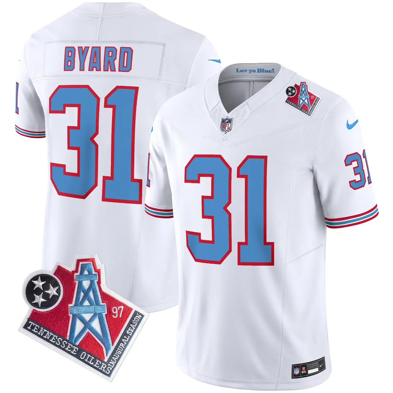 Tennessee Titans Nike 1997 Throwback Vapor Limited Stitched Jersey Henry - White - Image 6