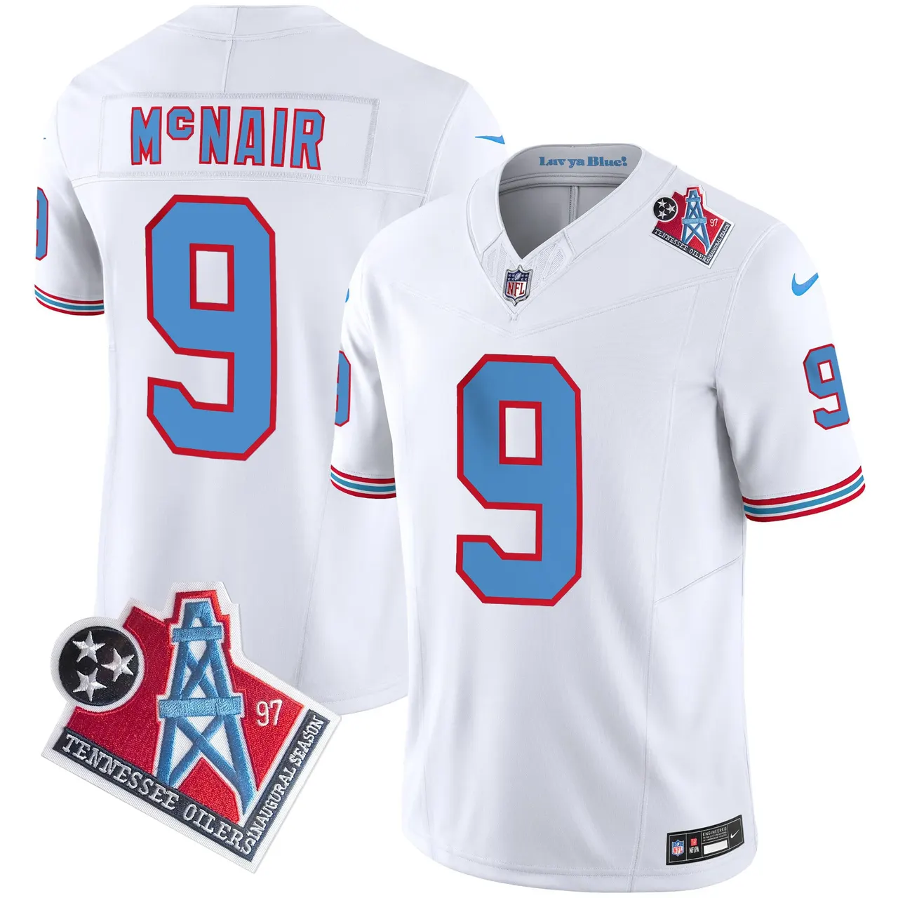 Tennessee Titans Nike 1997 Throwback Vapor Limited Stitched Jersey Henry - White - Image 7