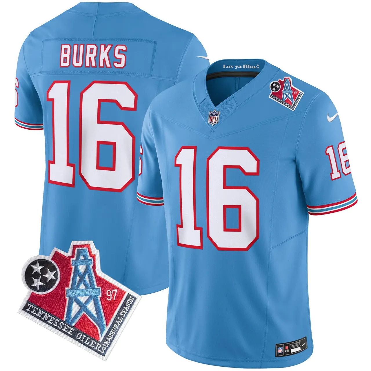 Tennessee Titans Nike 1997 Throwback Vapor Limited Stitched Jersey Henry - White - Image 10
