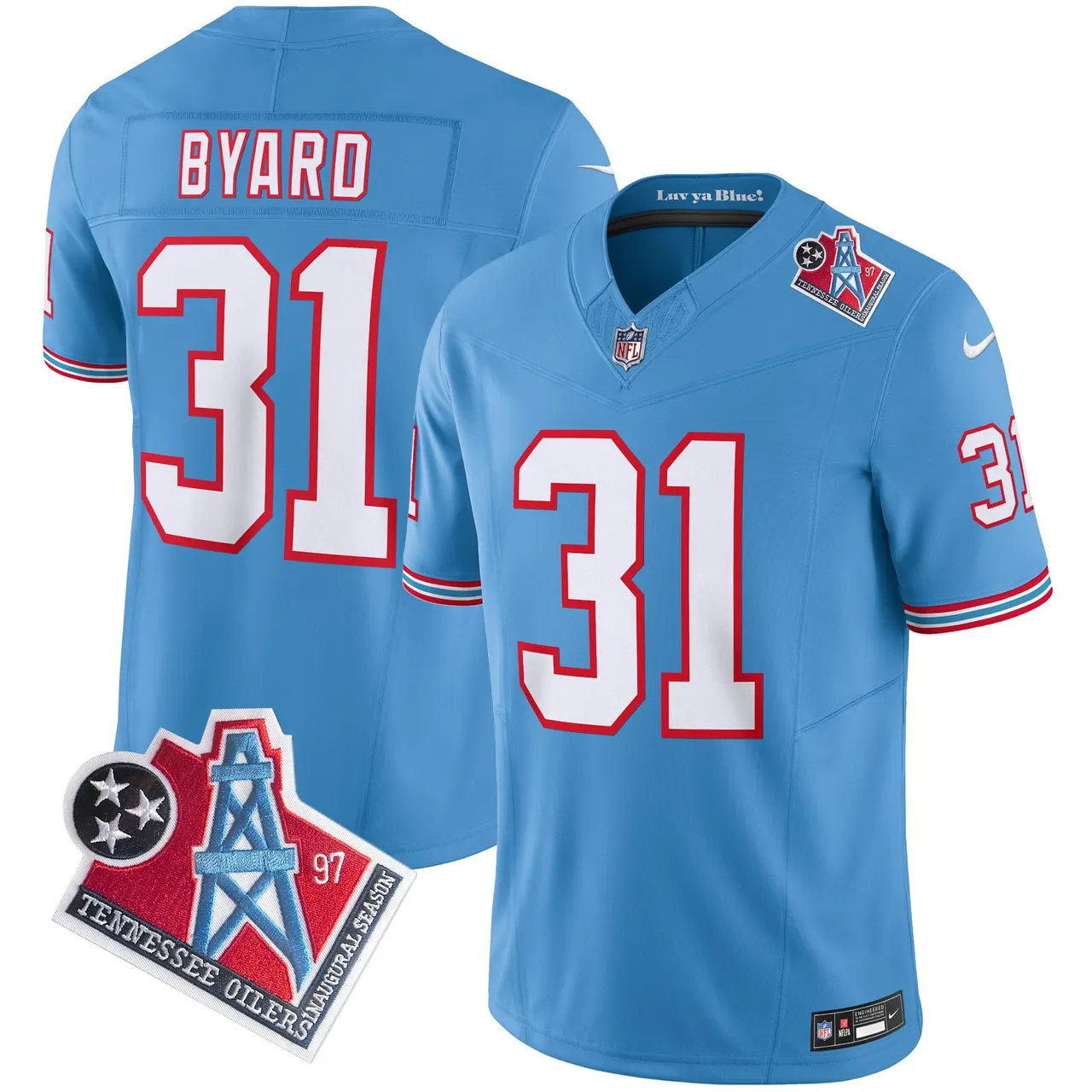Tennessee Titans Nike 1997 Throwback Vapor Limited Stitched Jersey Henry - White - Image 13