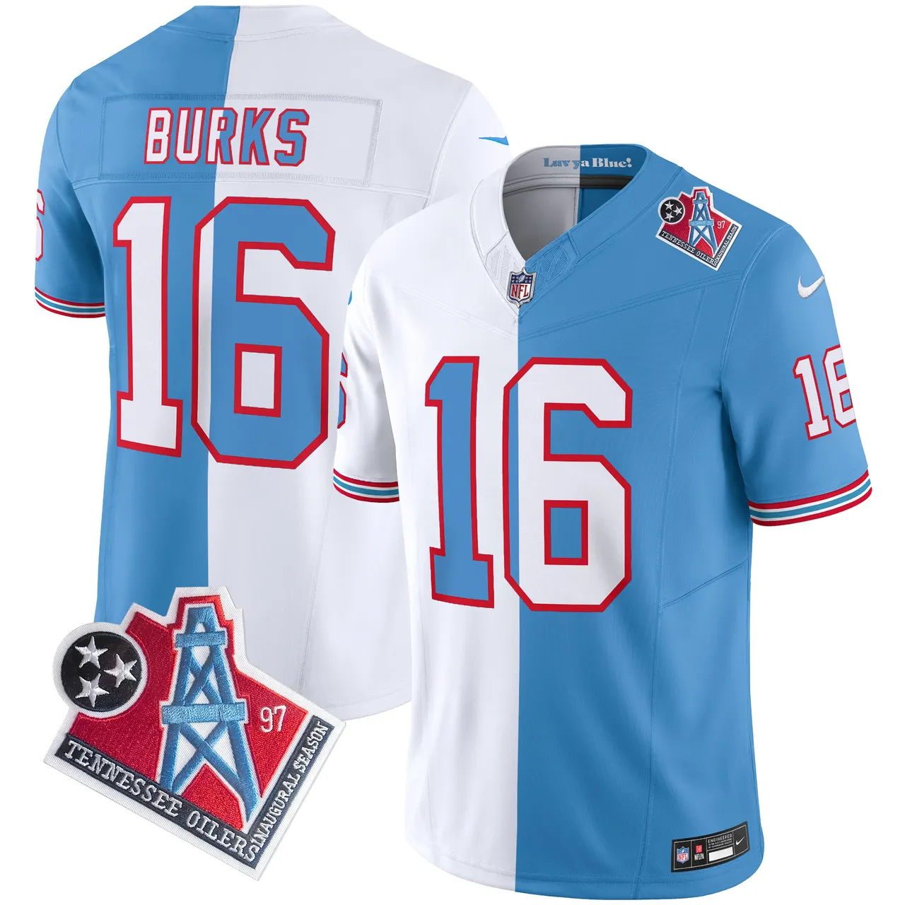 Tennessee Titans Nike 1997 Throwback Vapor Limited Stitched Jersey Henry - White - Image 17