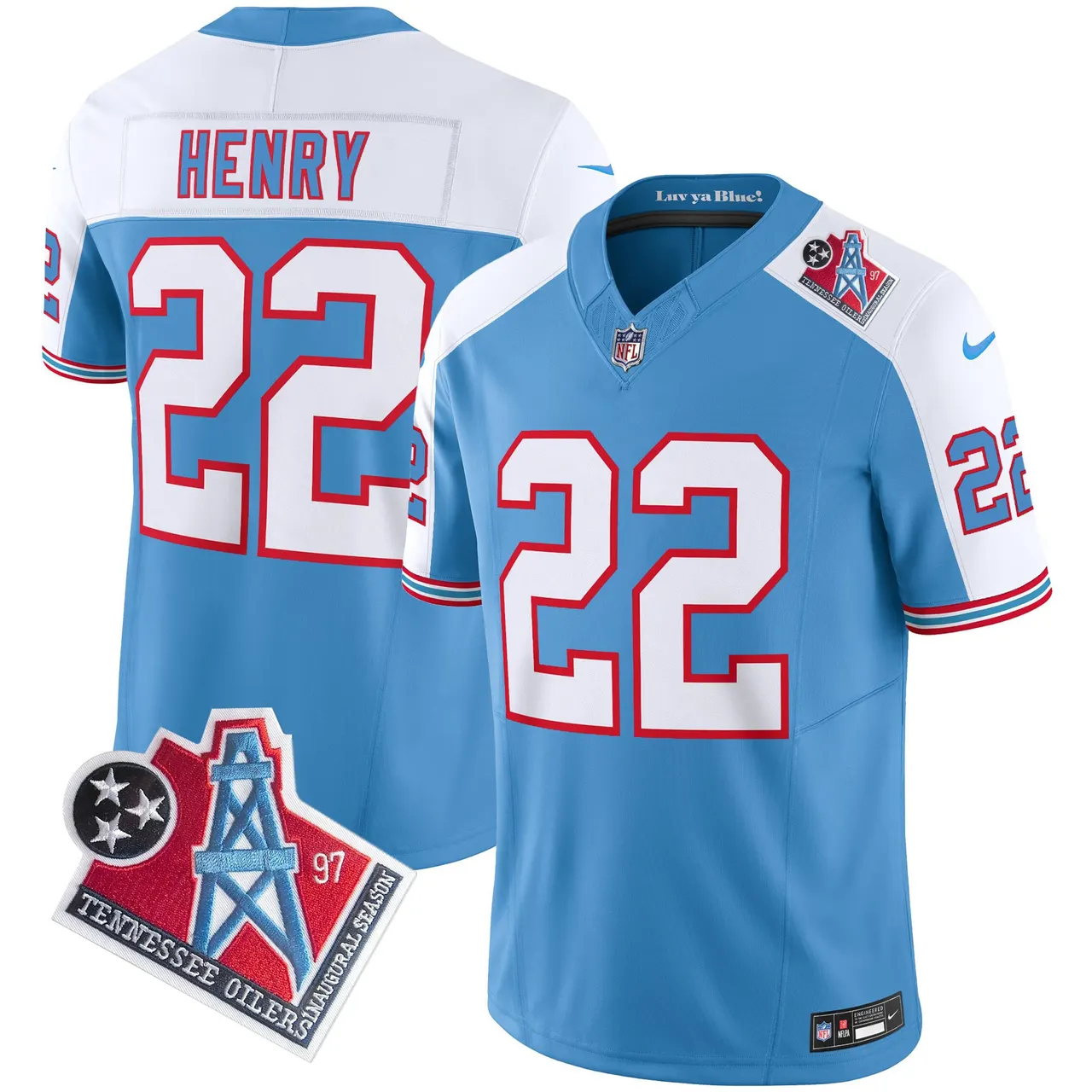 Tennessee Titans Nike 1997 Throwback Vapor Limited Stitched Jersey Henry - White - Image 22