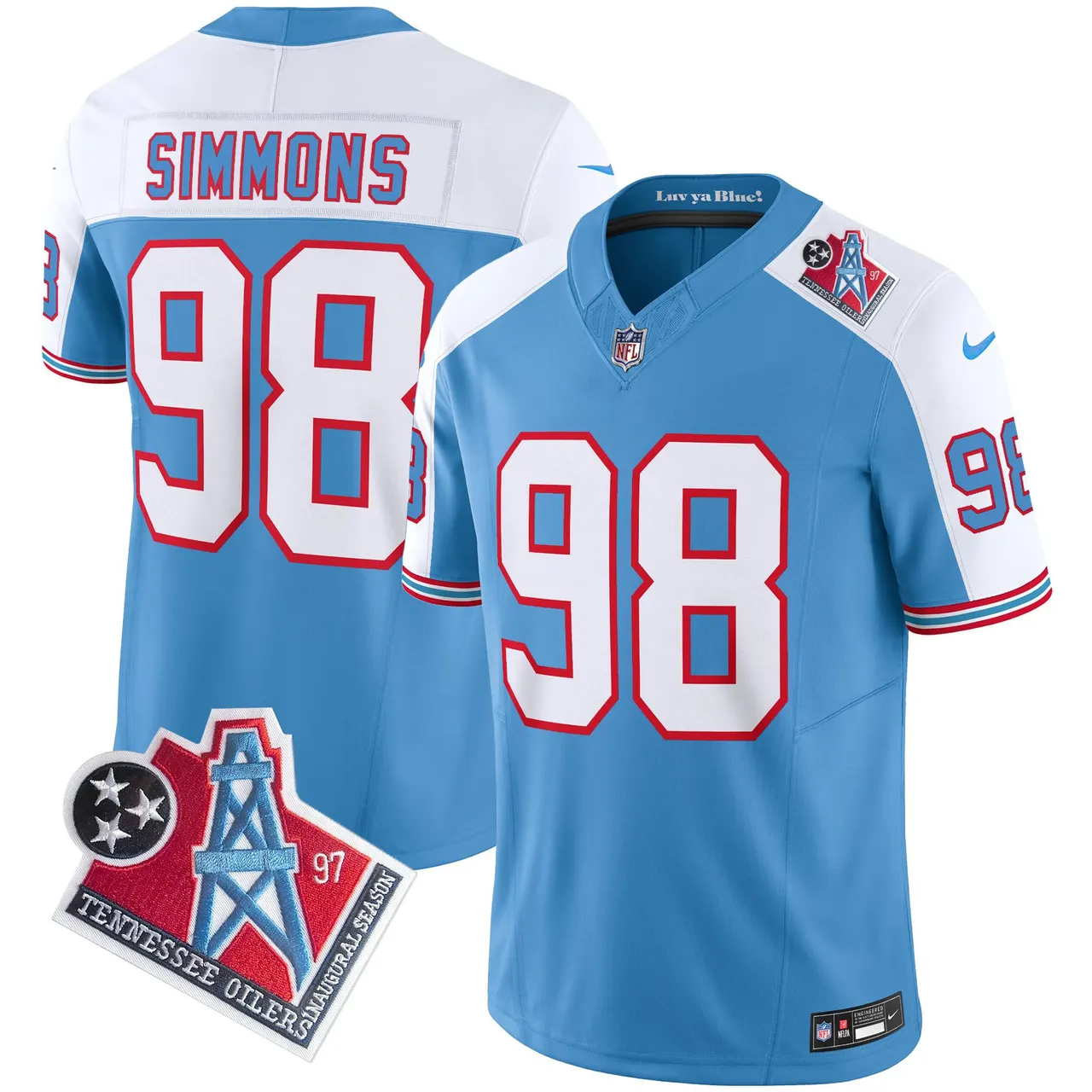 Tennessee Titans Nike 1997 Throwback Vapor Limited Stitched Jersey Henry - White - Image 25