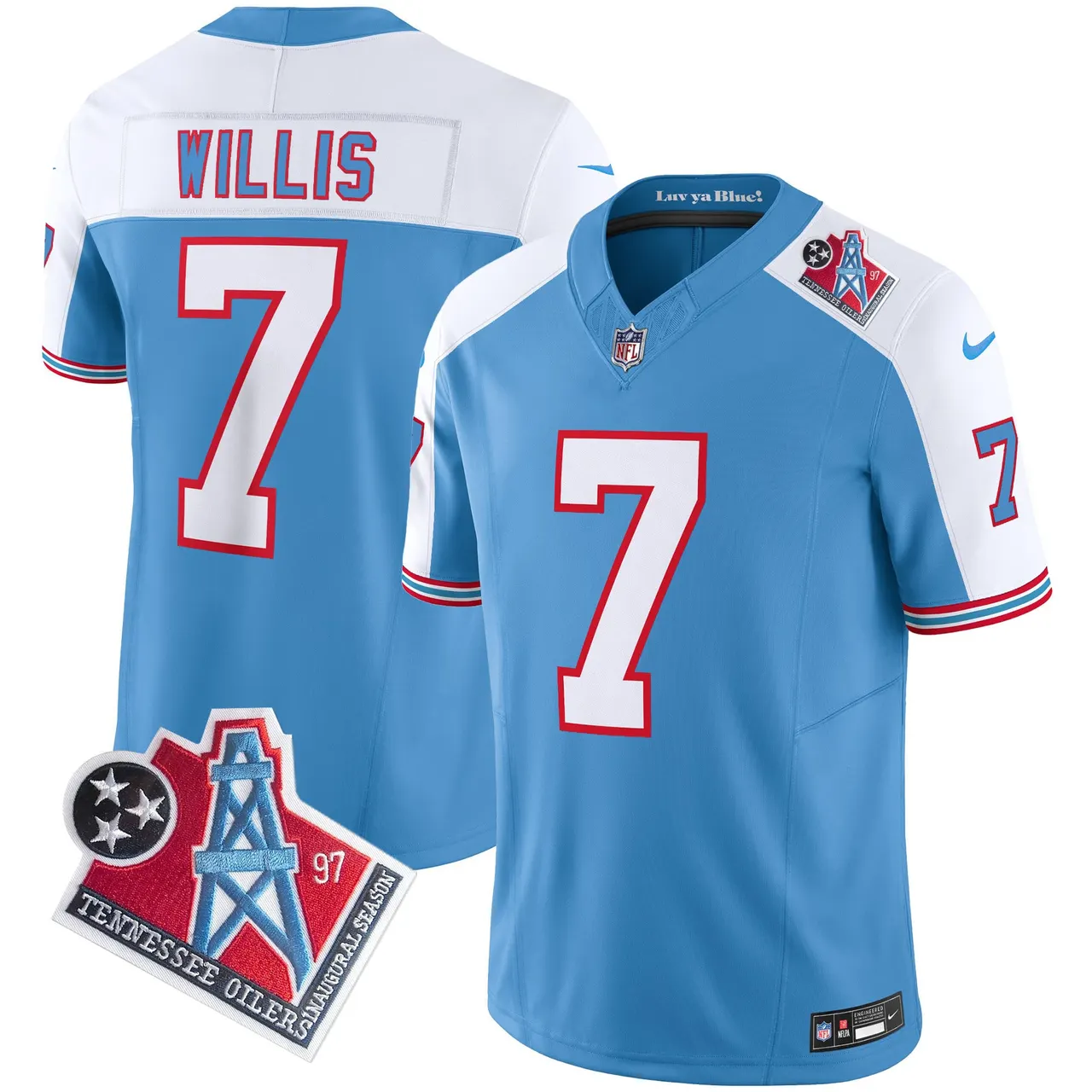 Tennessee Titans Nike 1997 Throwback Vapor Limited Stitched Jersey Henry - White - Image 26