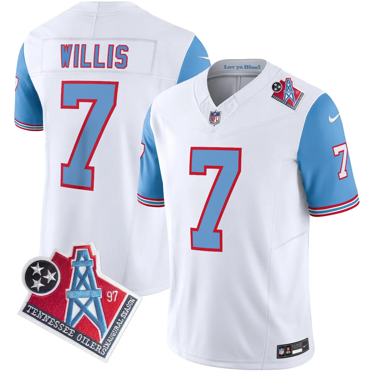 Tennessee Titans Nike 1997 Throwback Vapor Limited Stitched Jersey Henry - White - Image 40