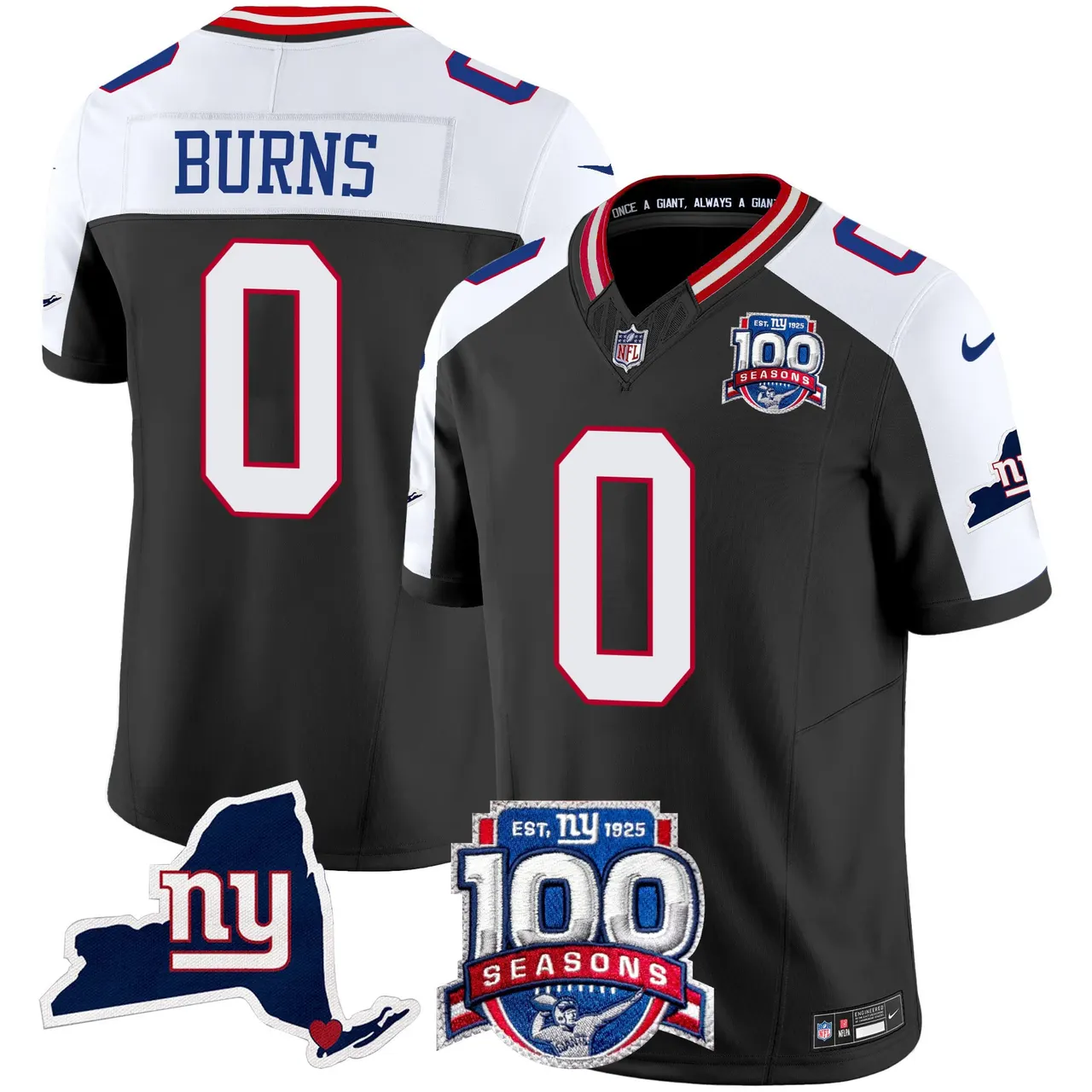 New York Giants Nike 100th Season State Patch Vapor Limited Stitched Jersey - Anthracite - Image 4