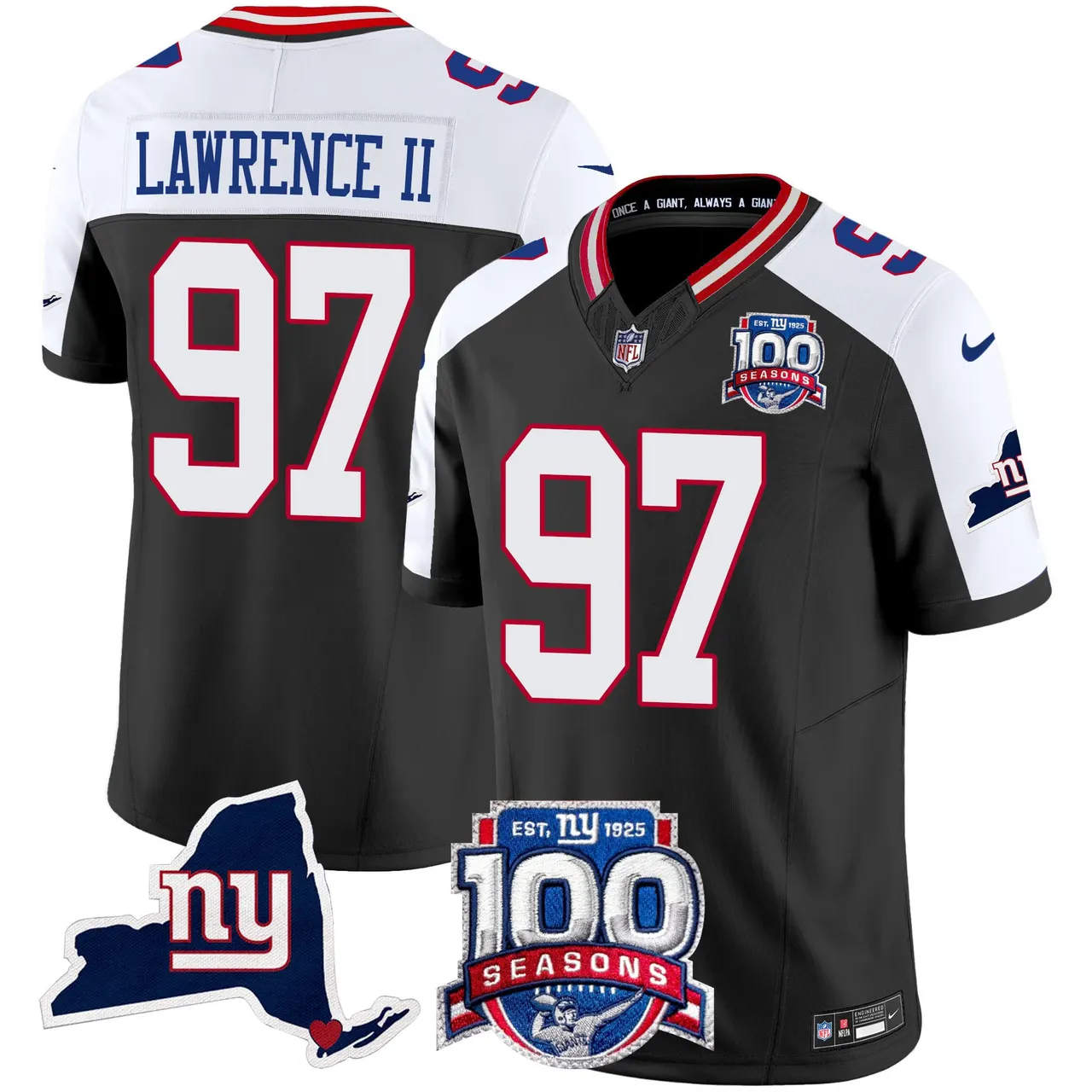 New York Giants Nike 100th Season State Patch Vapor Limited Stitched Jersey - Anthracite - Image 7