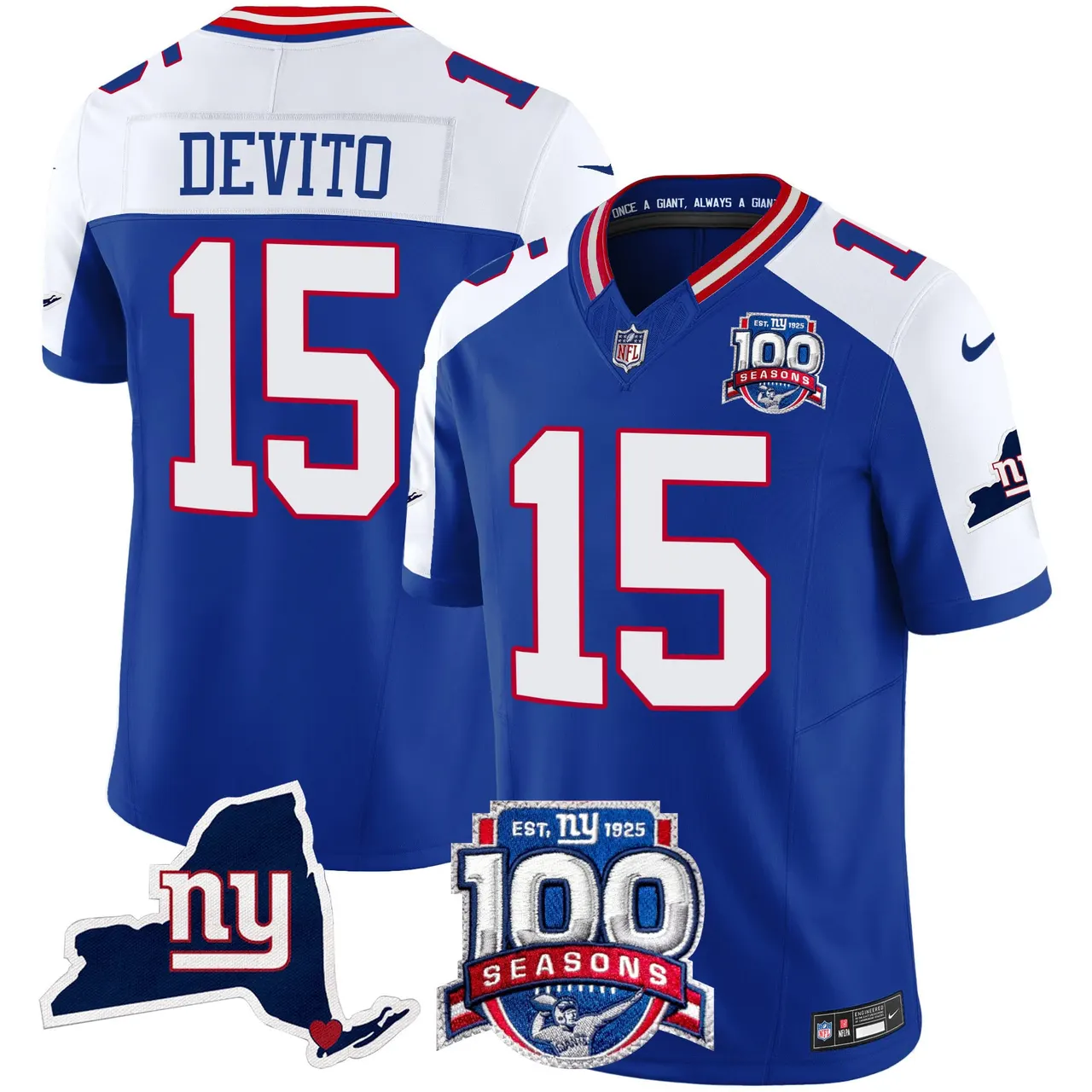 New York Giants Nike 100th Season State Patch Vapor Limited Stitched Jersey - Anthracite - Image 8