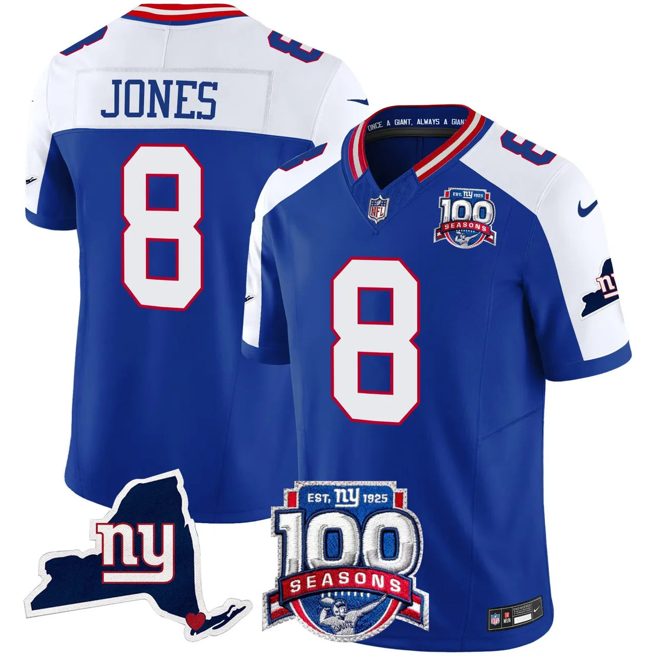 New York Giants Nike 100th Season State Patch Vapor Limited Stitched Jersey - Anthracite - Image 9