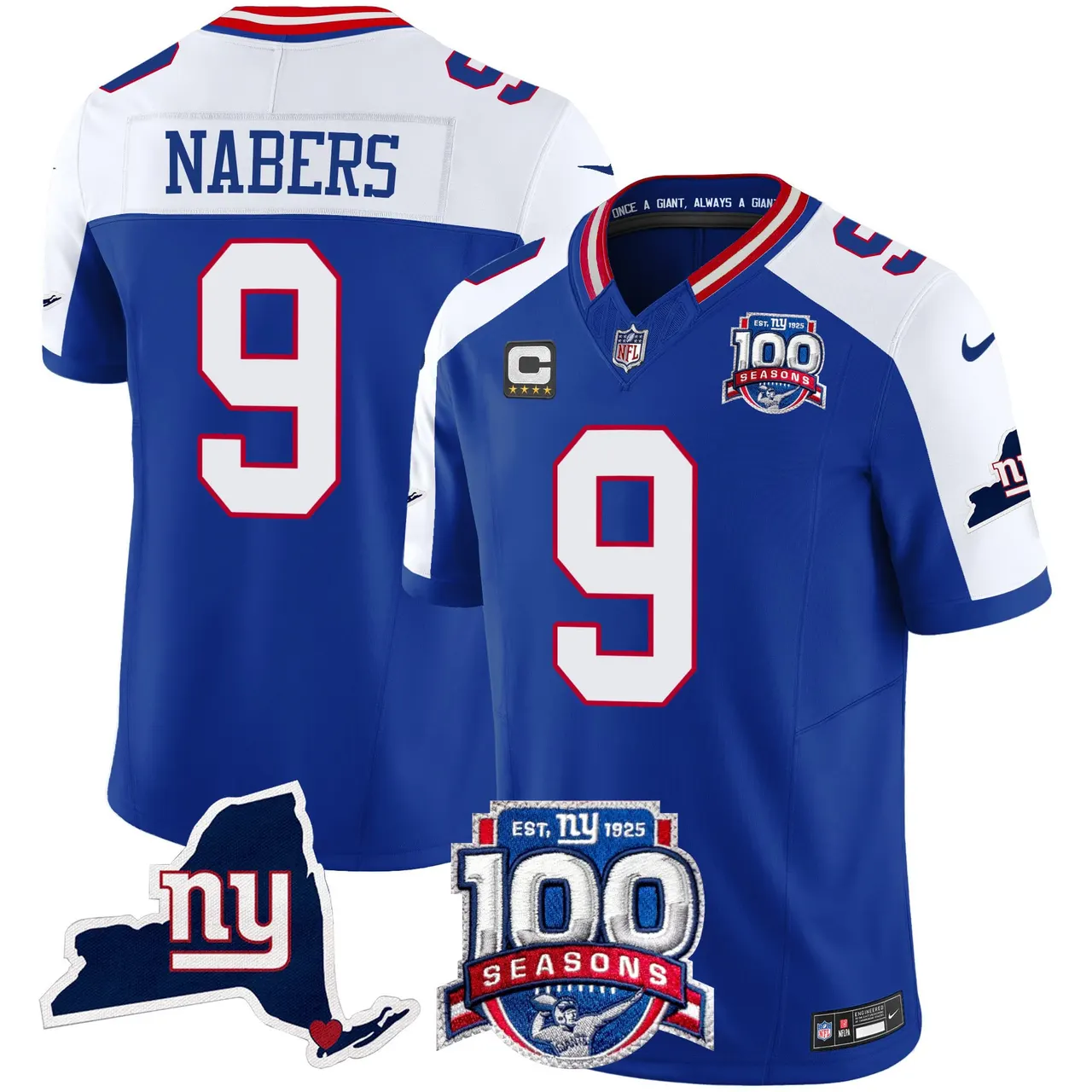 New York Giants Nike 100th Season State Patch Vapor Limited Stitched Jersey - Anthracite - Image 10