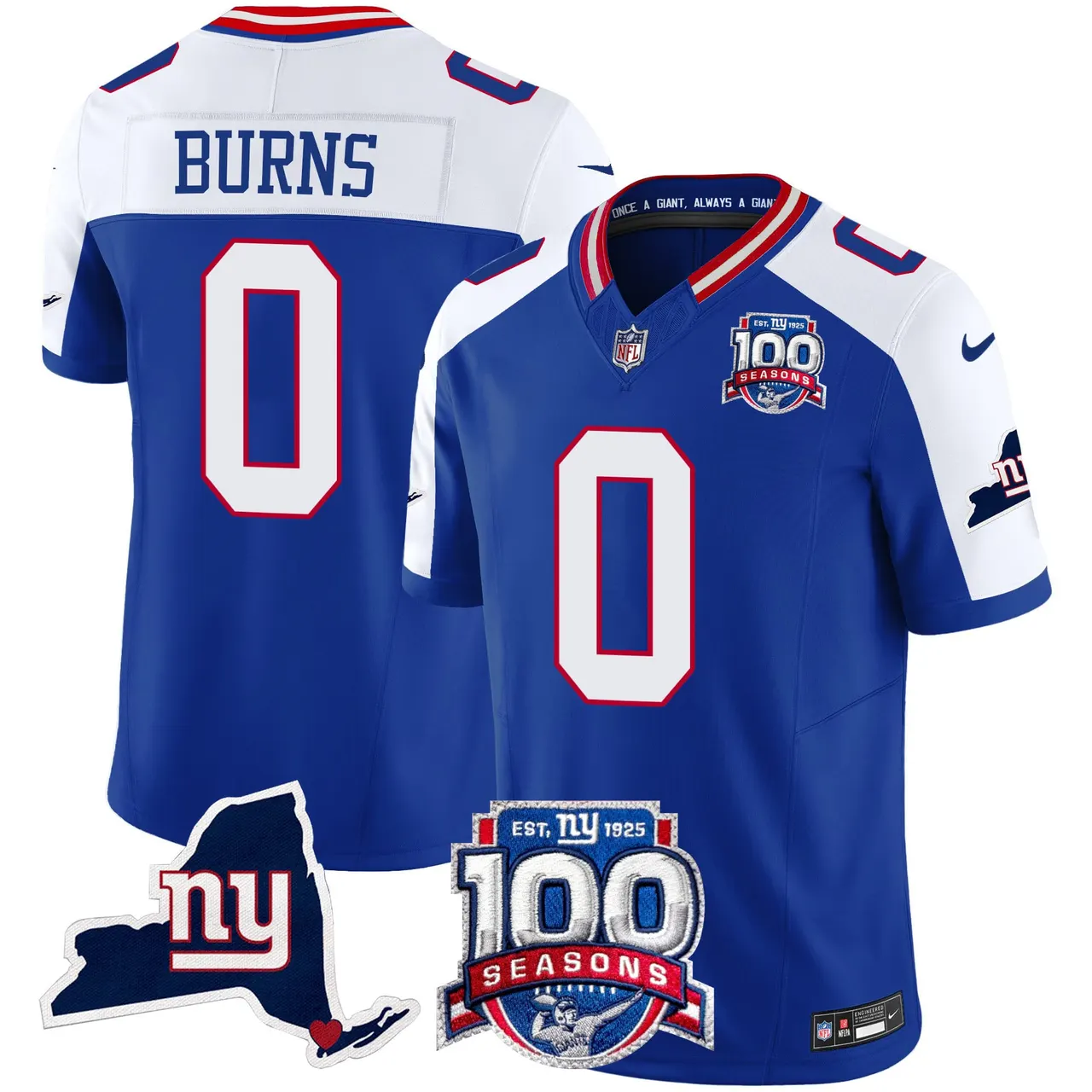 New York Giants Nike 100th Season State Patch Vapor Limited Stitched Jersey - Anthracite - Image 11