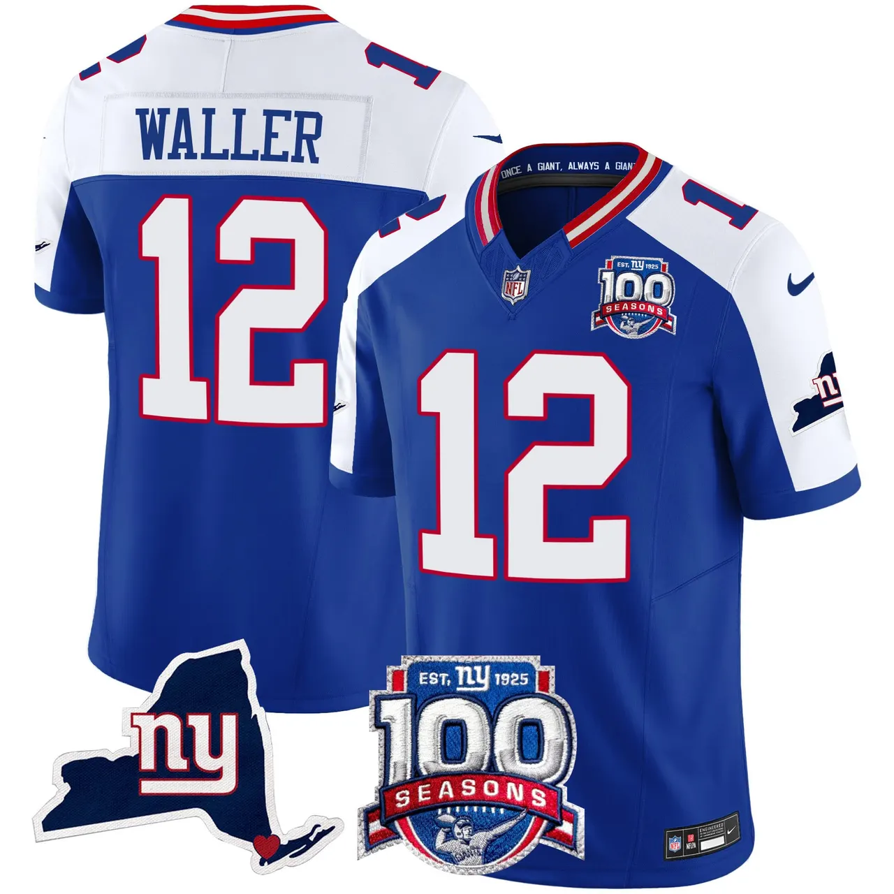 New York Giants Nike 100th Season State Patch Vapor Limited Stitched Jersey - Anthracite - Image 12