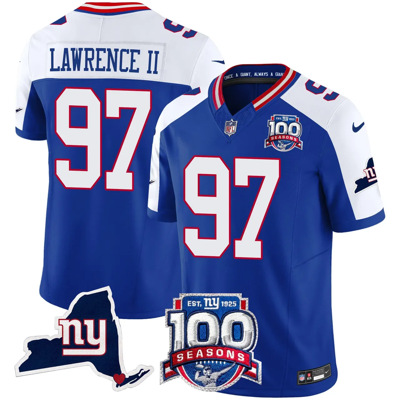 New York Giants Nike 100th Season State Patch Vapor Limited Stitched Jersey - Anthracite - Image 14