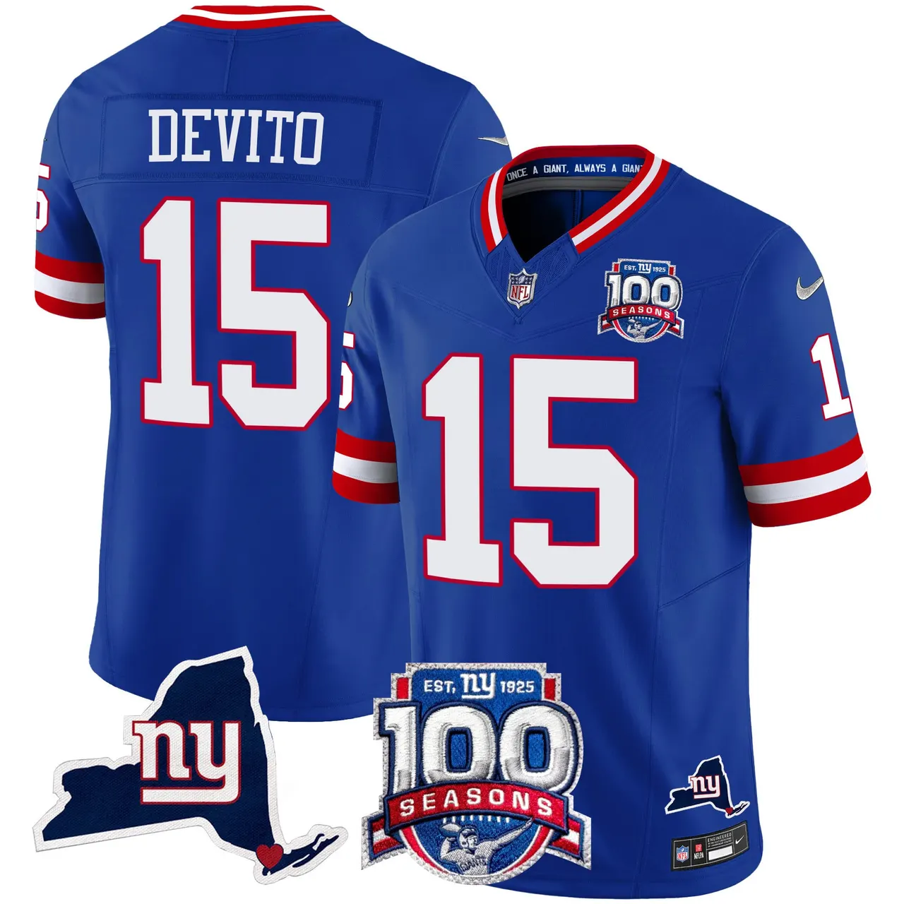 New York Giants Nike 100th Season State Patch Vapor Limited Stitched Jersey - Anthracite - Image 15