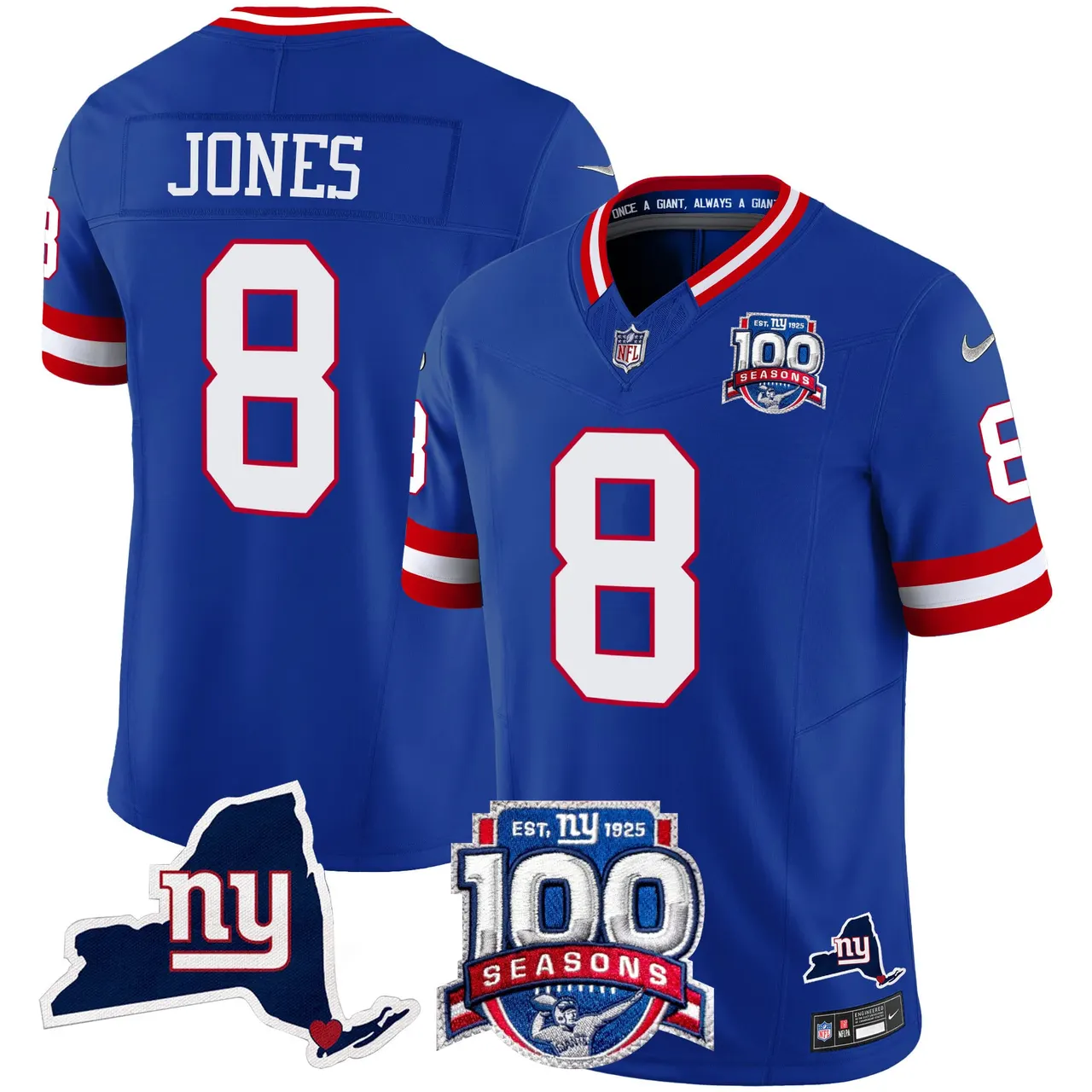 New York Giants Nike 100th Season State Patch Vapor Limited Stitched Jersey - Anthracite - Image 16