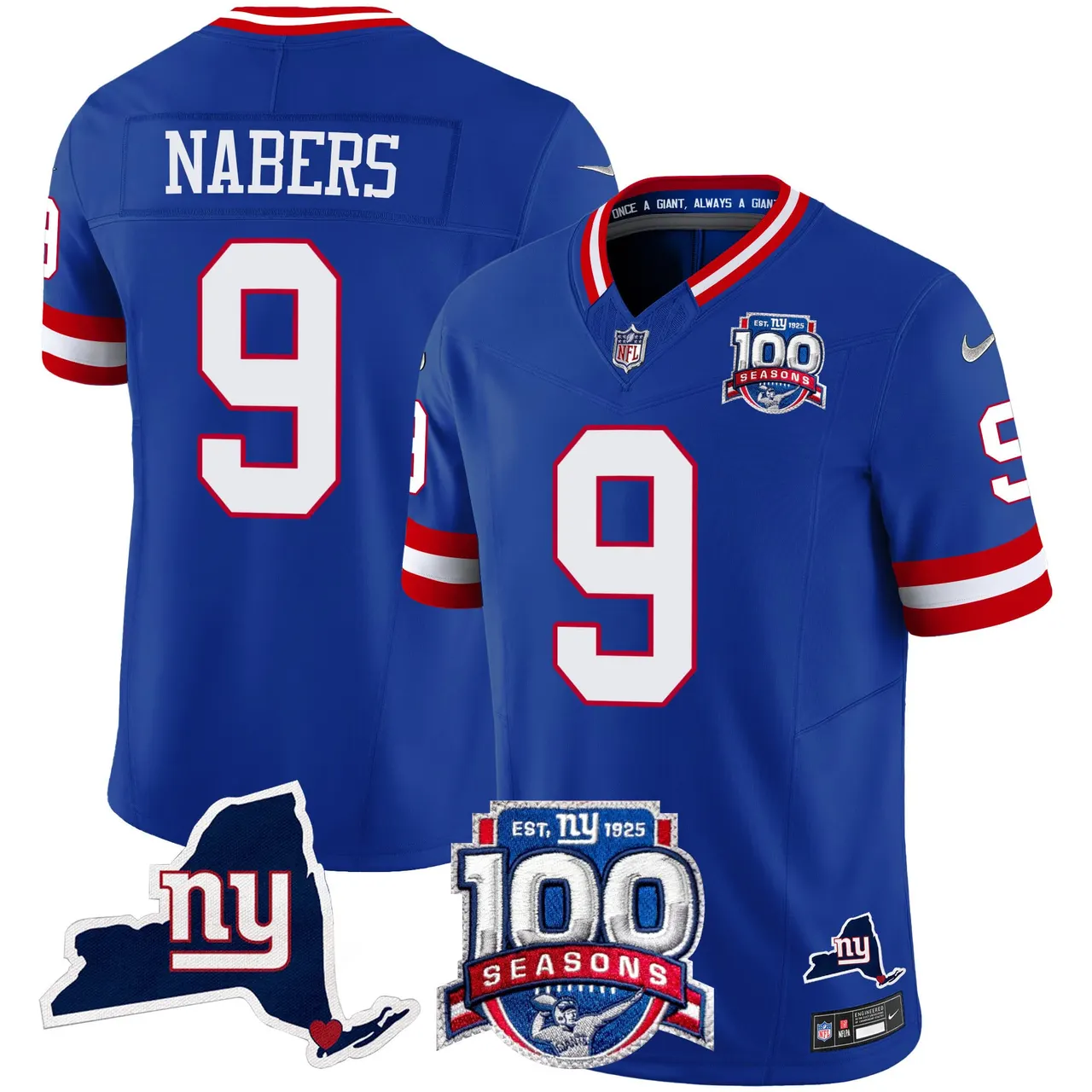 New York Giants Nike 100th Season State Patch Vapor Limited Stitched Jersey - Anthracite - Image 17