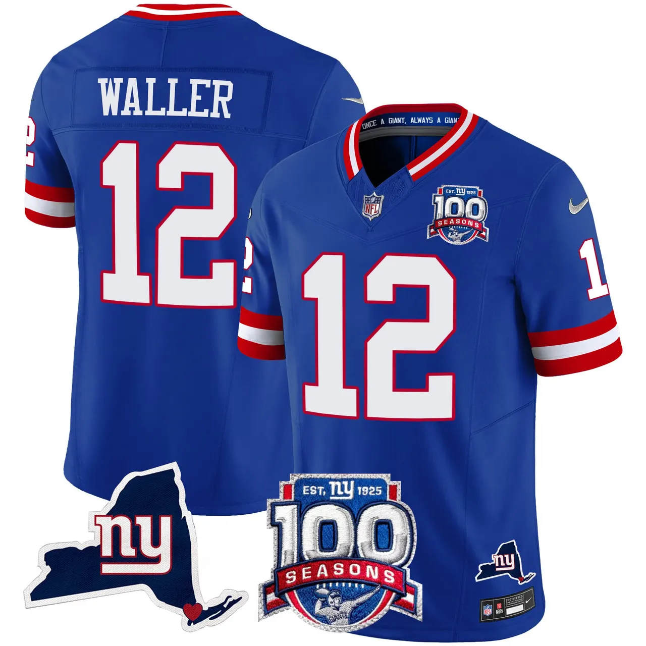 New York Giants Nike 100th Season State Patch Vapor Limited Stitched Jersey - Anthracite - Image 19