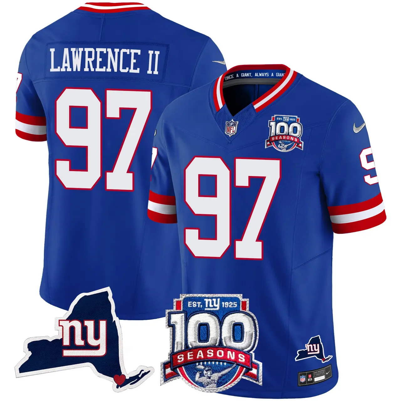 New York Giants Nike 100th Season State Patch Vapor Limited Stitched Jersey - Anthracite - Image 21