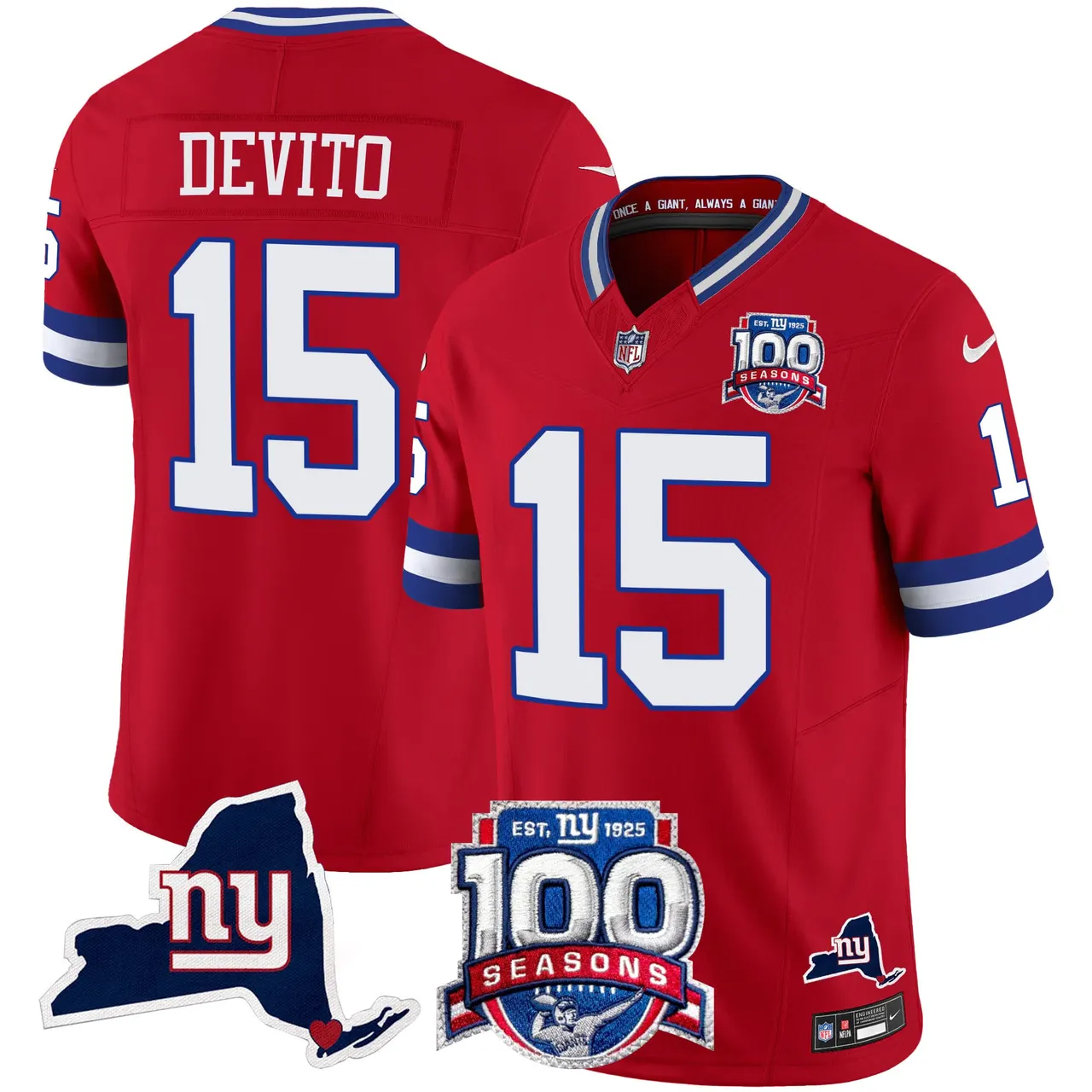 New York Giants Nike 100th Season State Patch Vapor Limited Stitched Jersey - Anthracite - Image 29