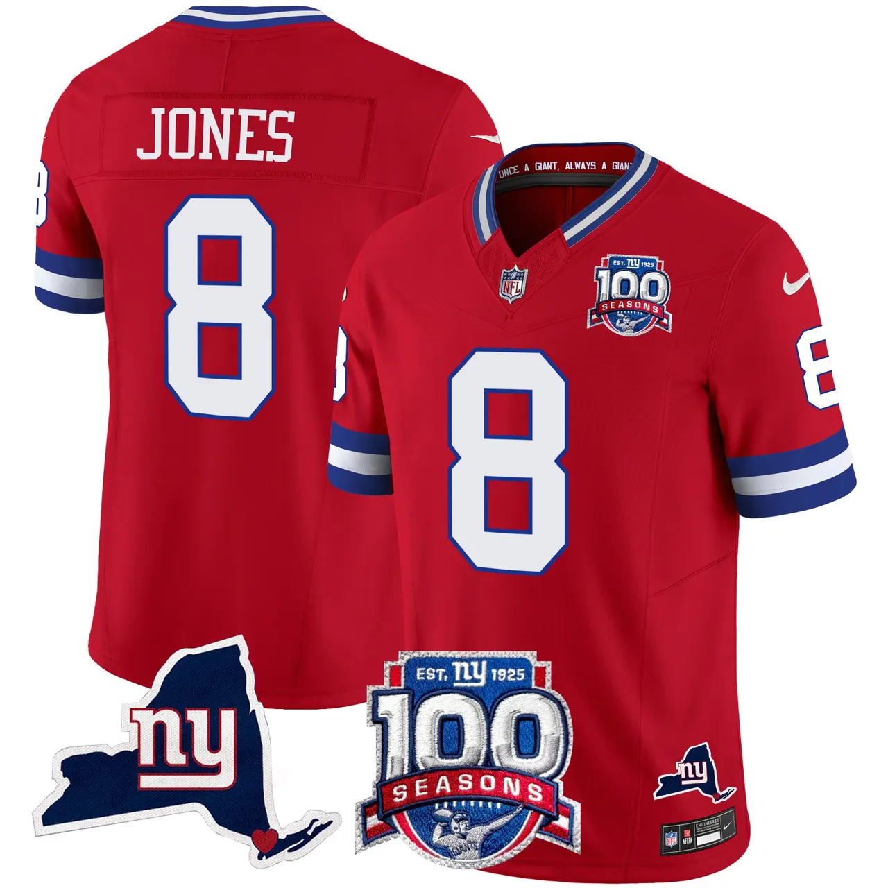 New York Giants Nike 100th Season State Patch Vapor Limited Stitched Jersey - Anthracite - Image 30