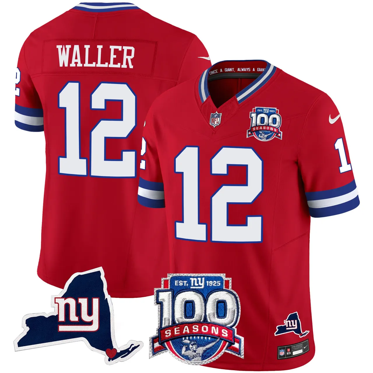 New York Giants Nike 100th Season State Patch Vapor Limited Stitched Jersey - Anthracite - Image 33