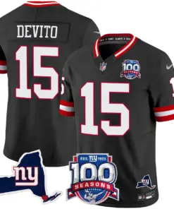 New York Giants Nike 100th Season State Patch Vapor Limited Stitched Jersey - Anthracite - Image 36