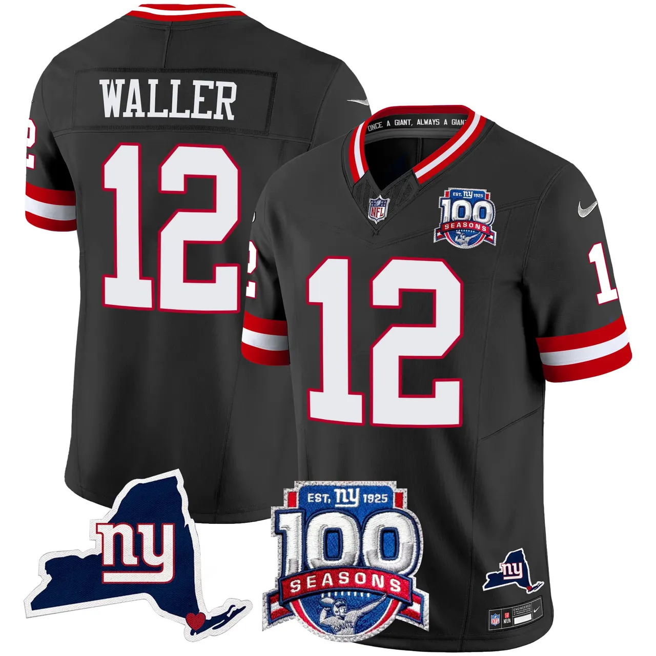 New York Giants Nike 100th Season State Patch Vapor Limited Stitched Jersey - Anthracite - Image 40