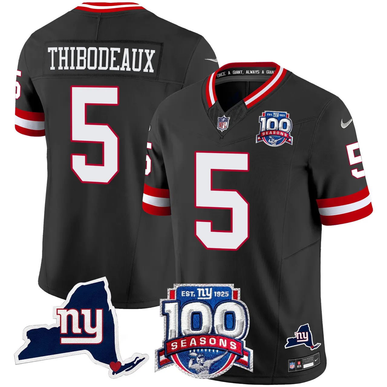 New York Giants Nike 100th Season State Patch Vapor Limited Stitched Jersey - Anthracite - Image 41