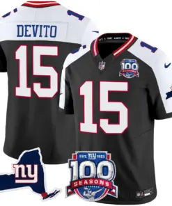 New York Giants Nike 100th Season State Patch Vapor Limited Stitched Jersey - Anthracite