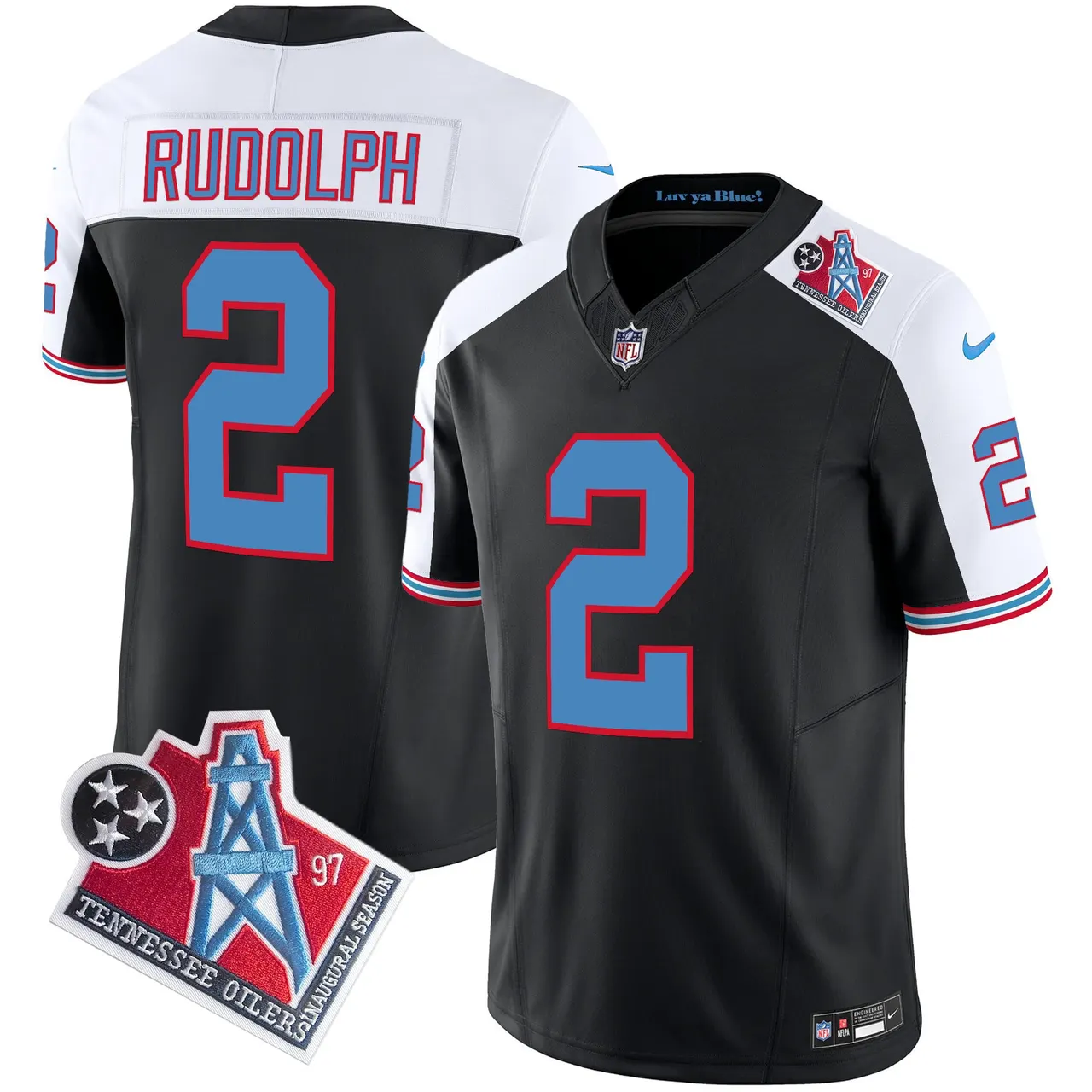 Tennessee Titans Nike 1997 Throwback Vapor Limited Stitched Jersey - Black - Image 2