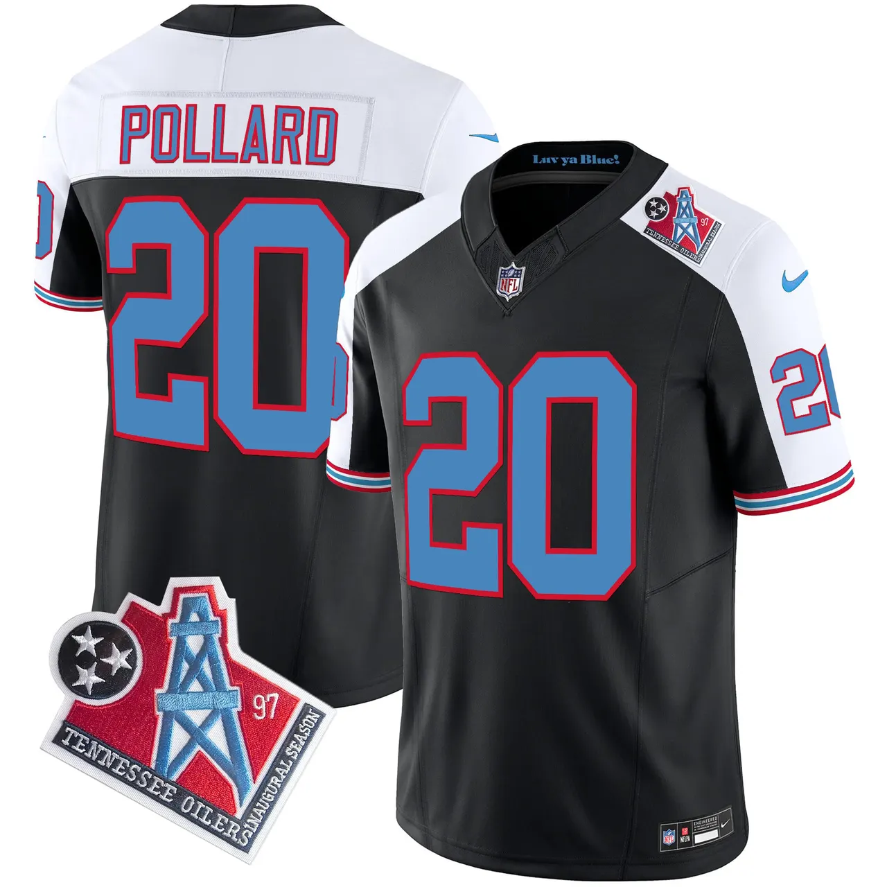 Tennessee Titans Nike 1997 Throwback Vapor Limited Stitched Jersey - Black - Image 3