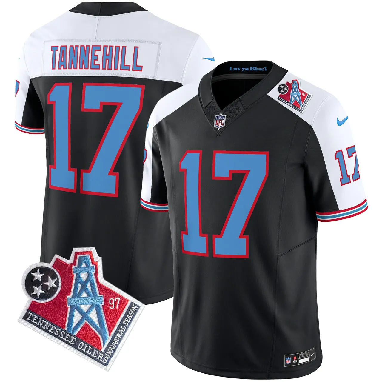 Tennessee Titans Nike 1997 Throwback Vapor Limited Stitched Jersey - Black - Image 4