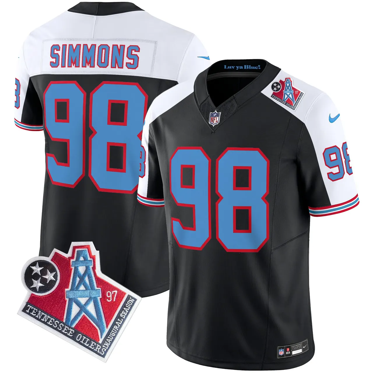 Tennessee Titans Nike 1997 Throwback Vapor Limited Stitched Jersey - Black - Image 6