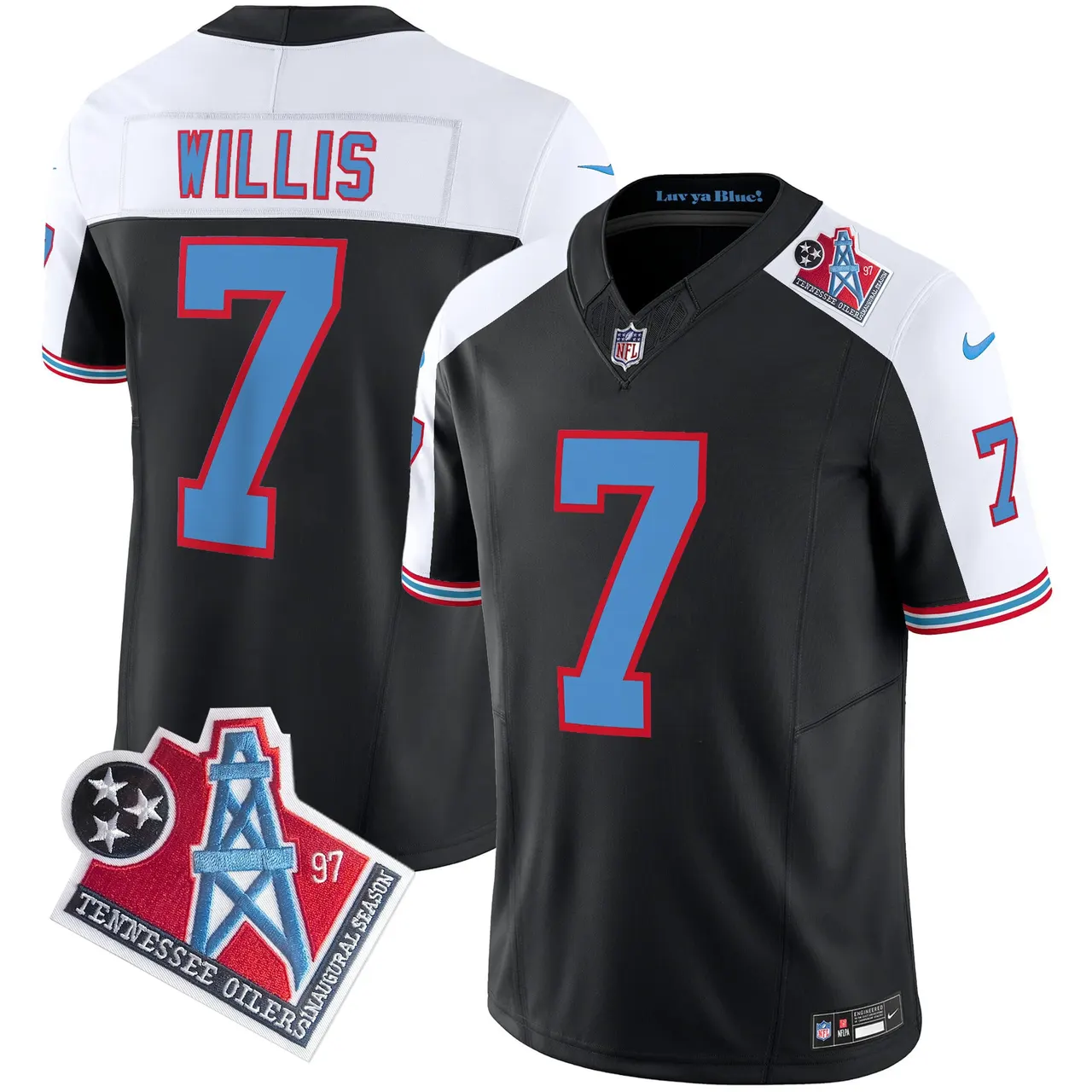 Tennessee Titans Nike 1997 Throwback Vapor Limited Stitched Jersey - Black - Image 7