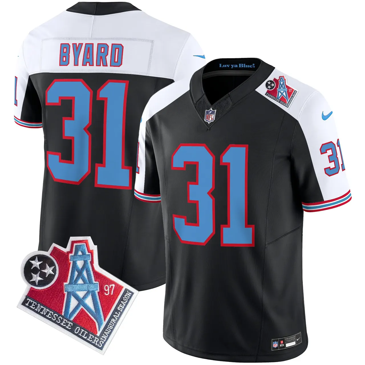 Tennessee Titans Nike 1997 Throwback Vapor Limited Stitched Jersey - Black - Image 8