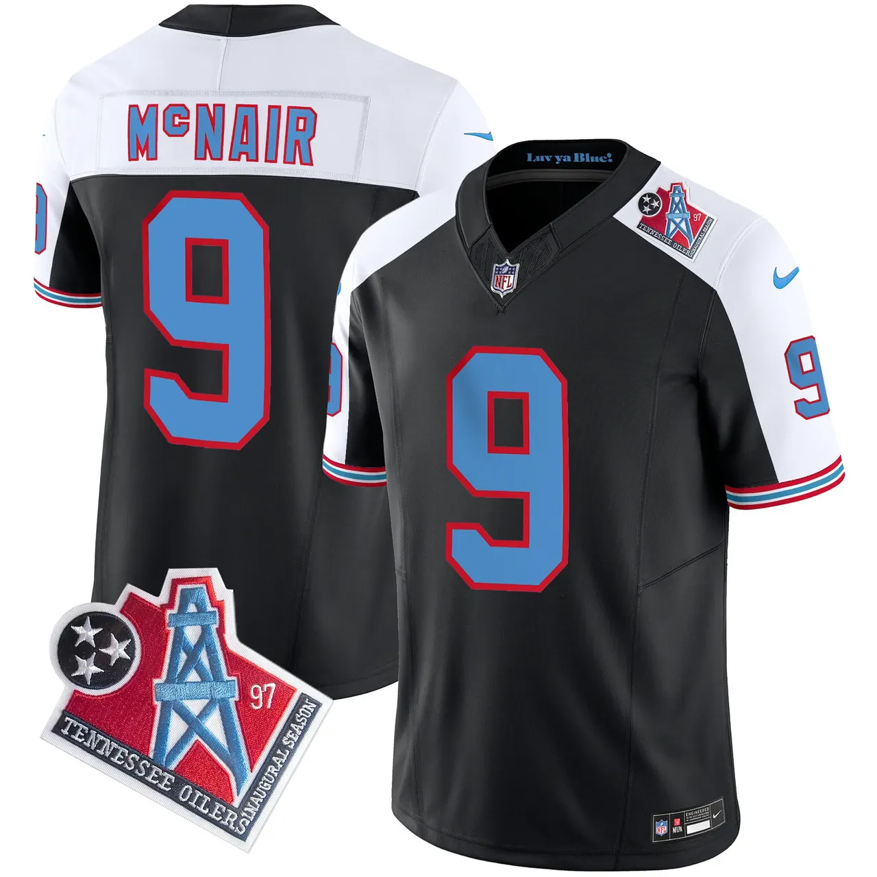 Tennessee Titans Nike 1997 Throwback Vapor Limited Stitched Jersey - Black - Image 9