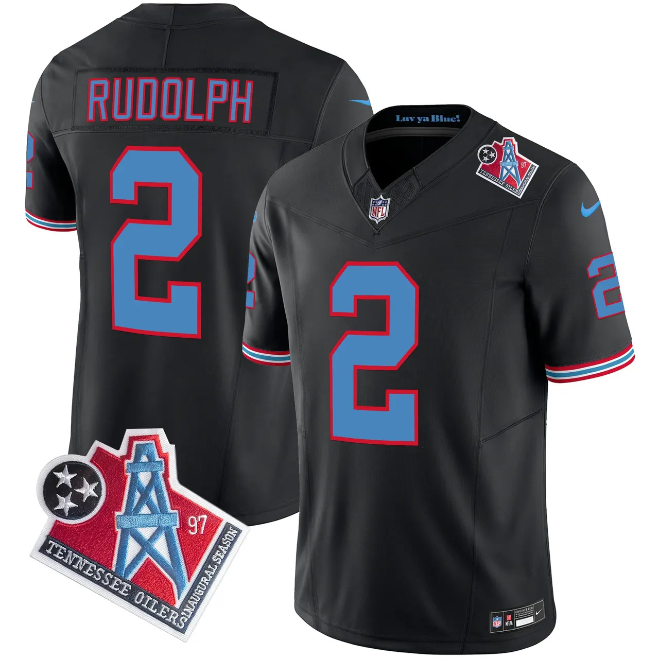 Tennessee Titans Nike 1997 Throwback Vapor Limited Stitched Jersey - Black - Image 38